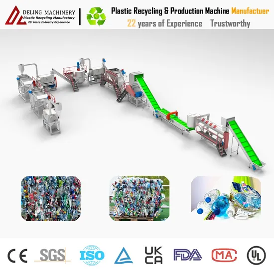 Industrial Pet Bottle Recycling Line Machine with Crushing and Washing Features 